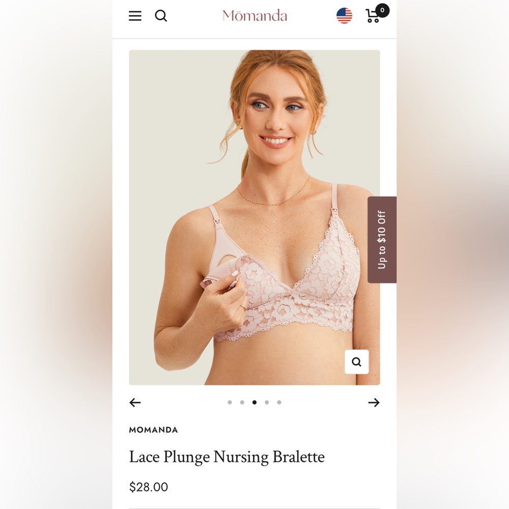 Momanda Lace Nursing Bralette, Size 38D